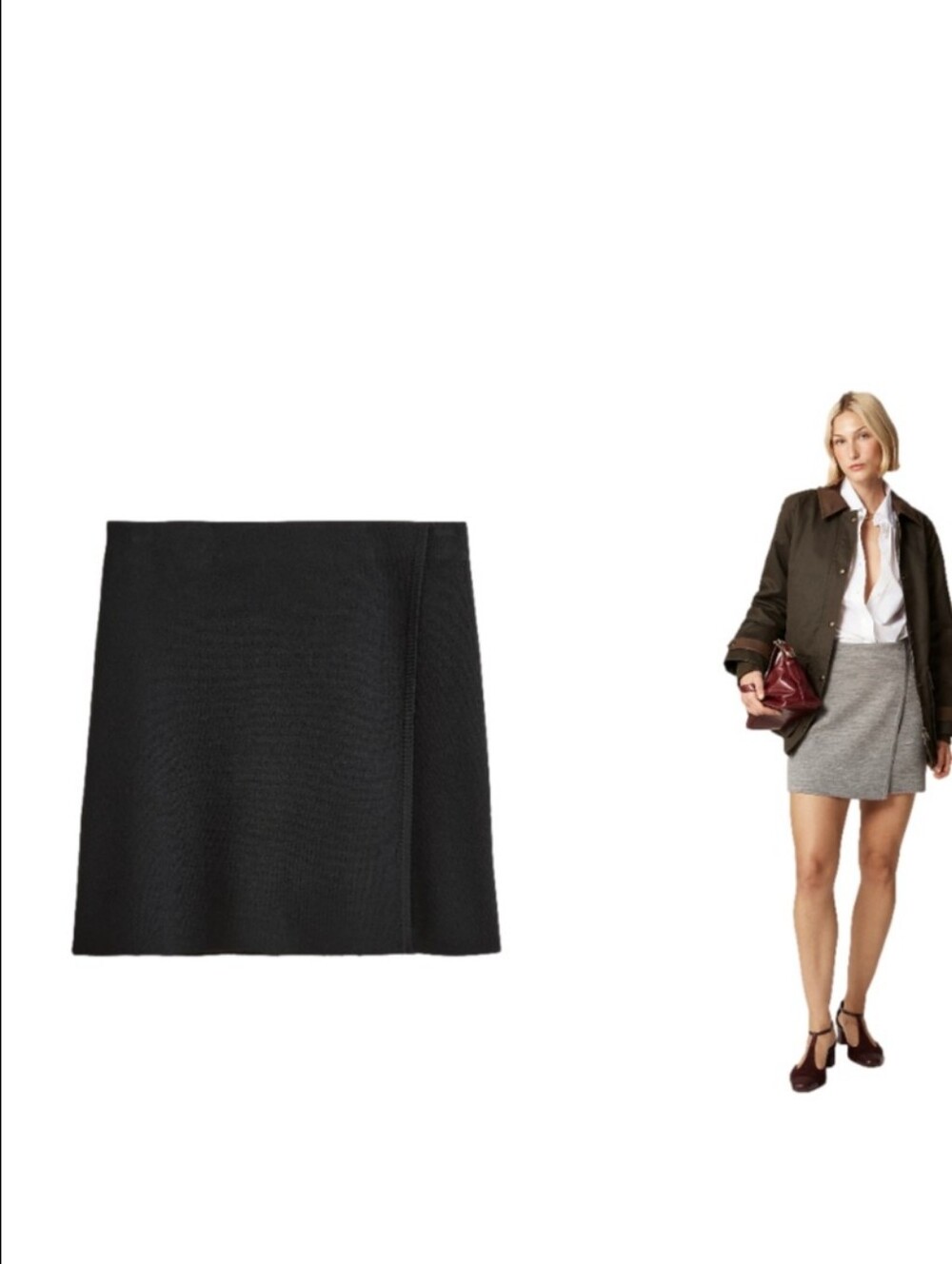 J Crew Faux-wrap mini skirt in merino wool blend CP203 NWT Size M  Black $158